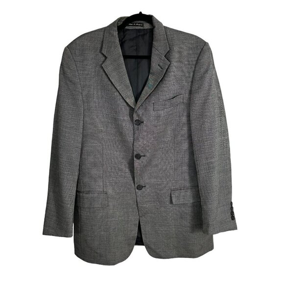 Perry Ellis Portfolio Gray Single Breasted Graph Plaid Blazer (38 R) - Picture 1 of 10